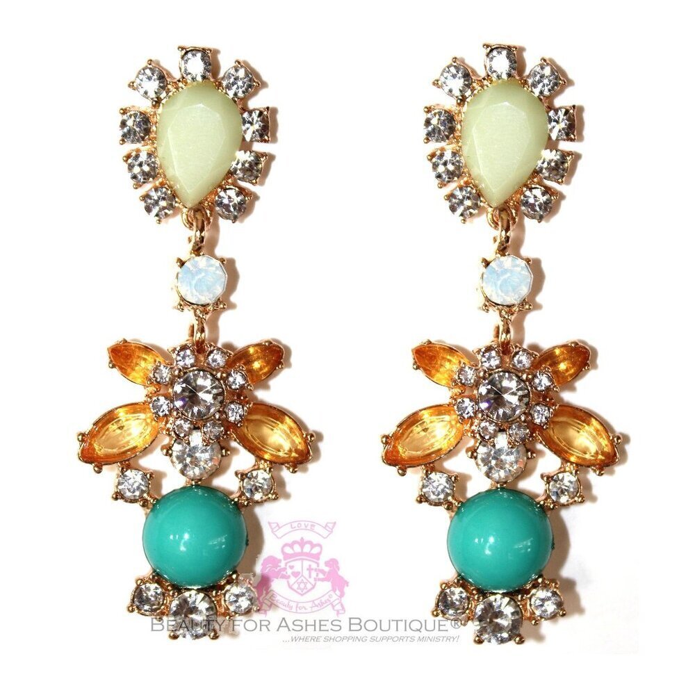 2.5" Garden Themed Statement Earrings - New w/Tags
